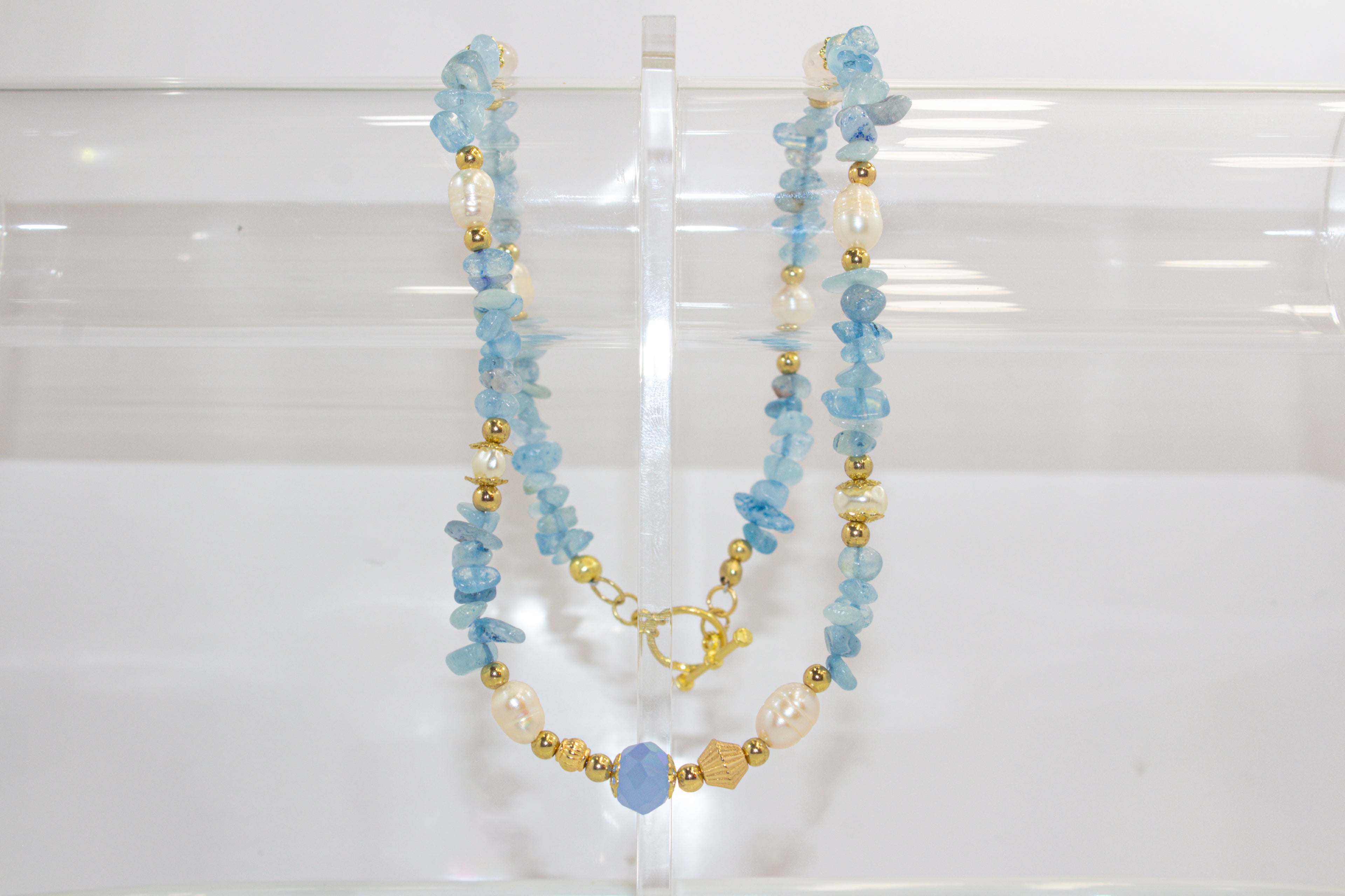 Handcrafted Aquamarine Gemstone Chip Necklace
