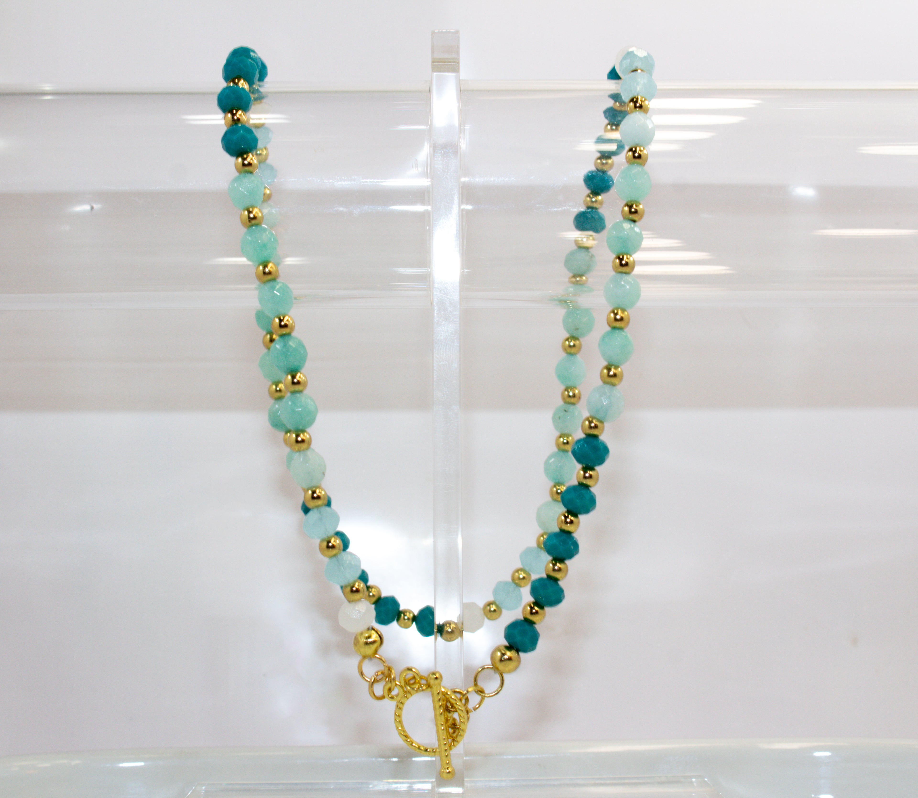Handcrafted Gradient Amazonite & Teal Agate Gemstone Necklace