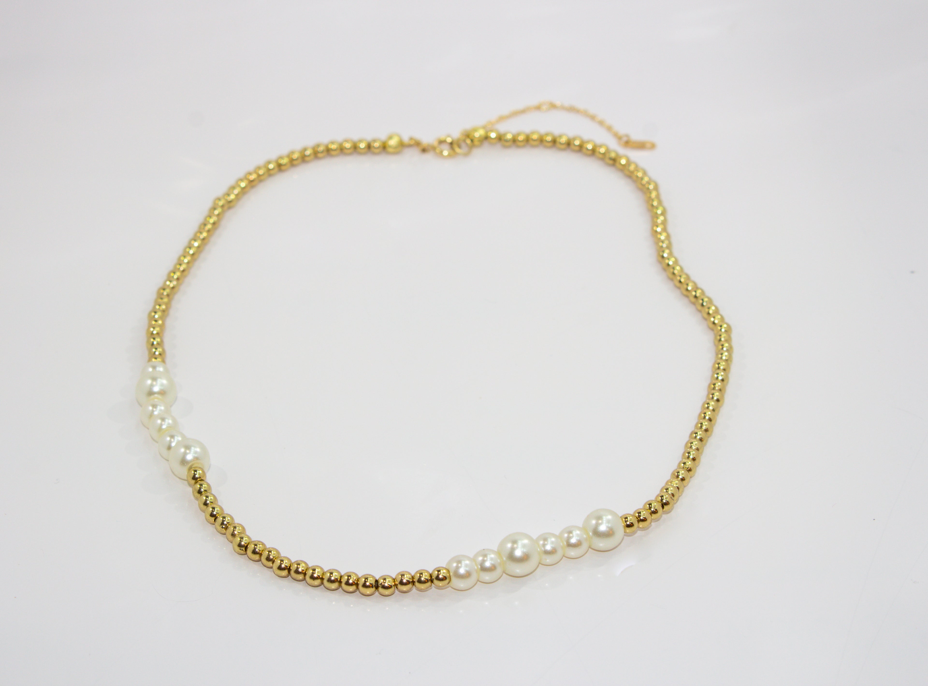 Handcrafted Gold Bead Station Necklace