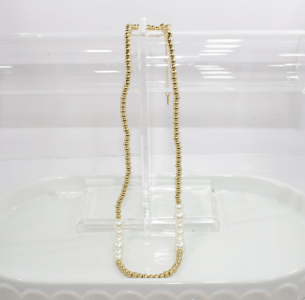 Handcrafted Gold Bead Station Necklace