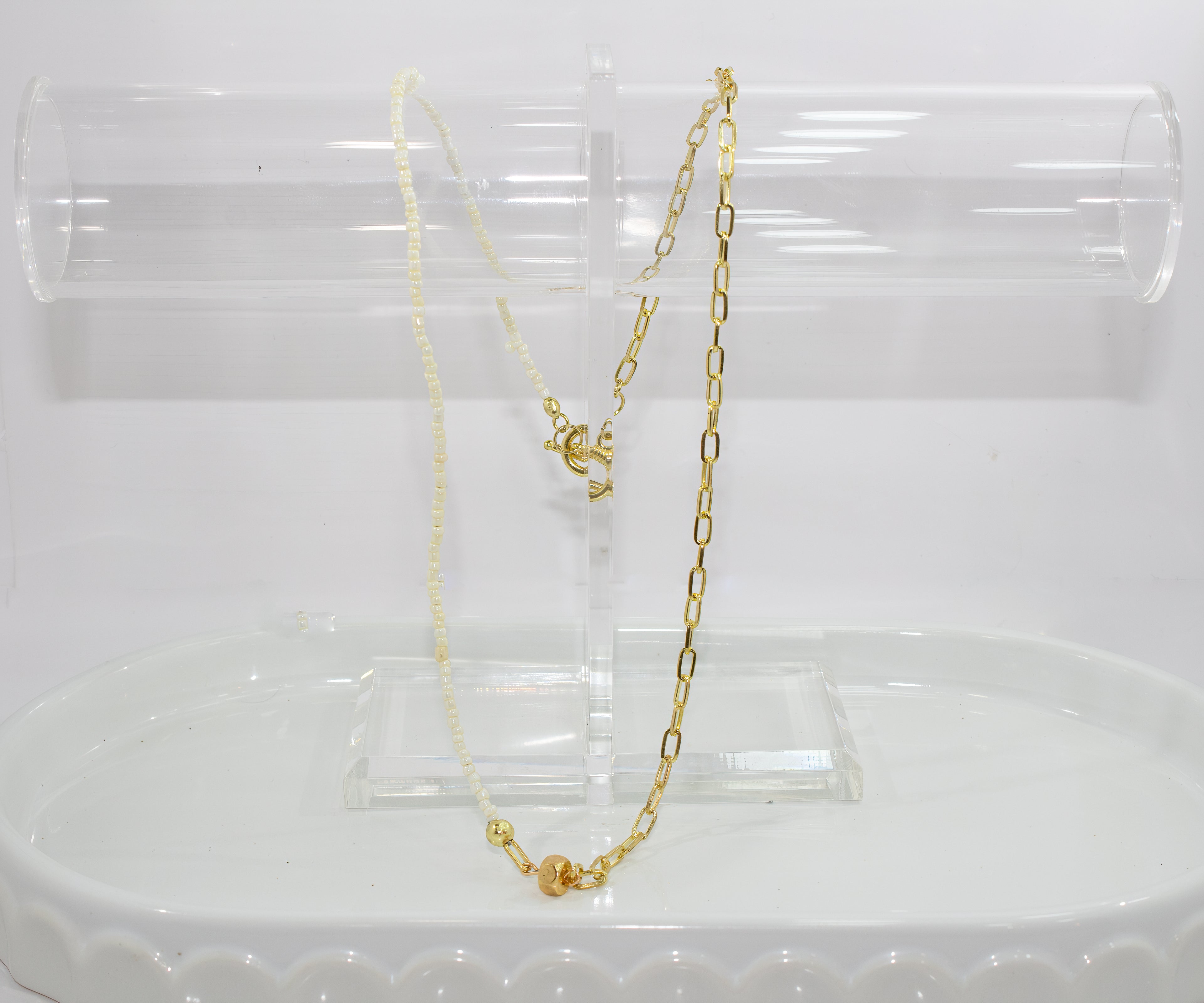 Handcrafted Half-and-Half Paperclip Chain Necklace