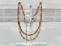 Handcrafted Peach Crystal & Shell Station Necklace