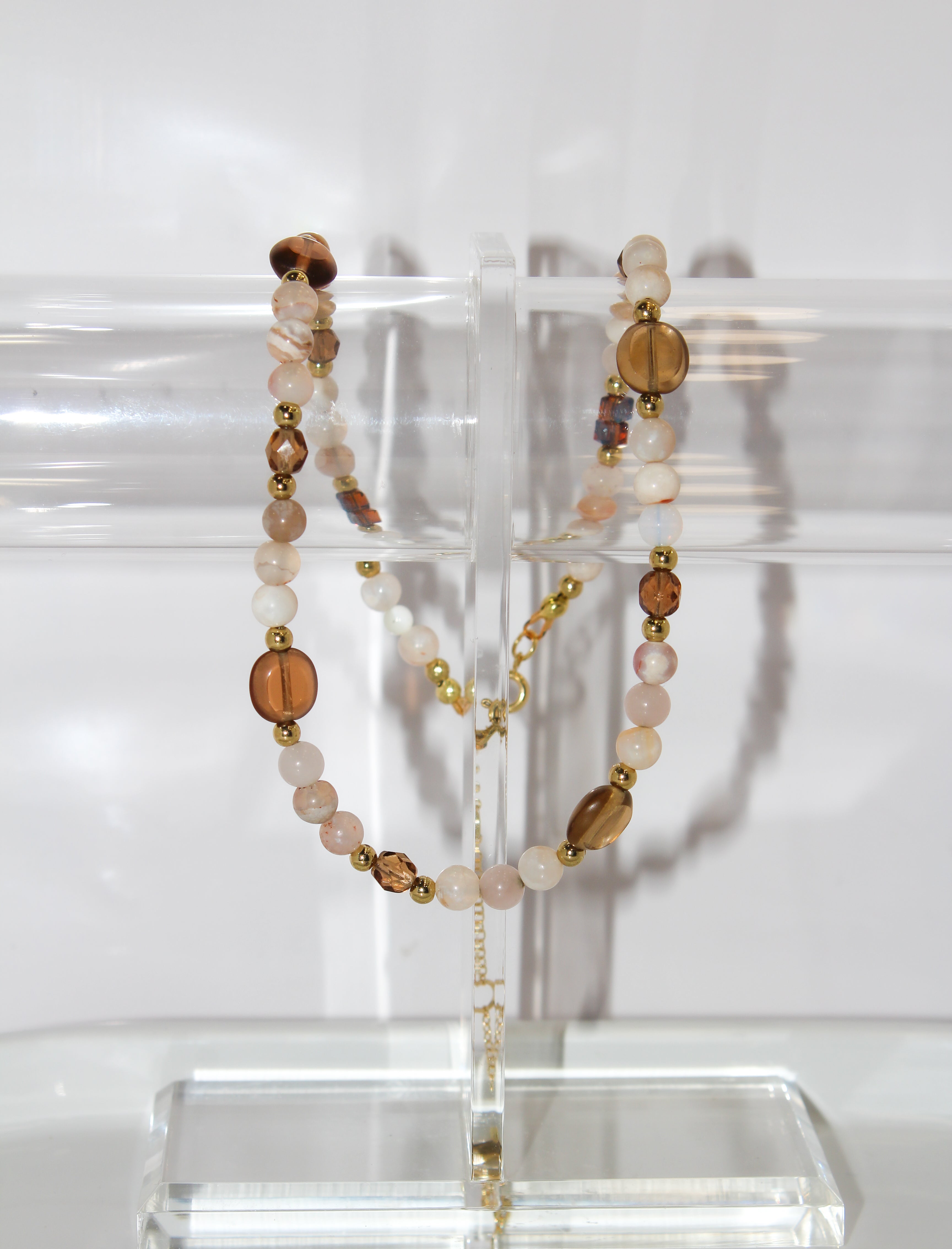Handcrafted Smoky Quartz & Milky Agate Necklace