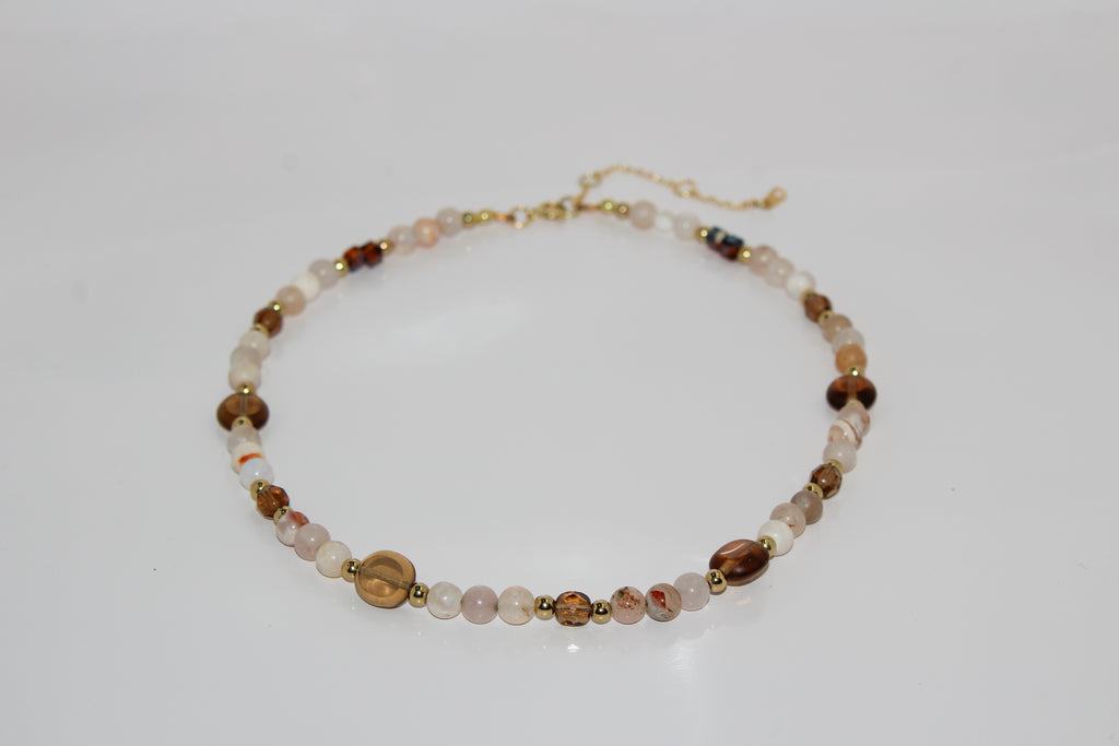 Handcrafted Smoky Quartz & Milky Agate Necklace