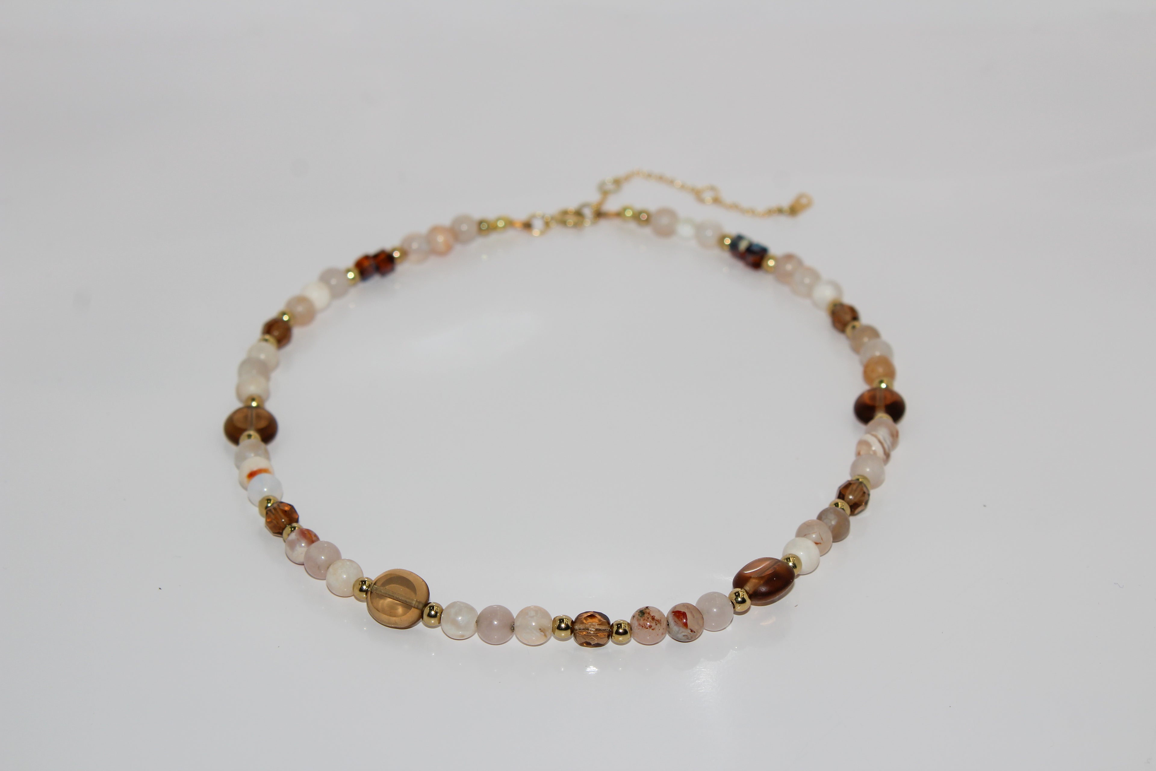 Handcrafted Smoky Quartz & Milky Agate Necklace