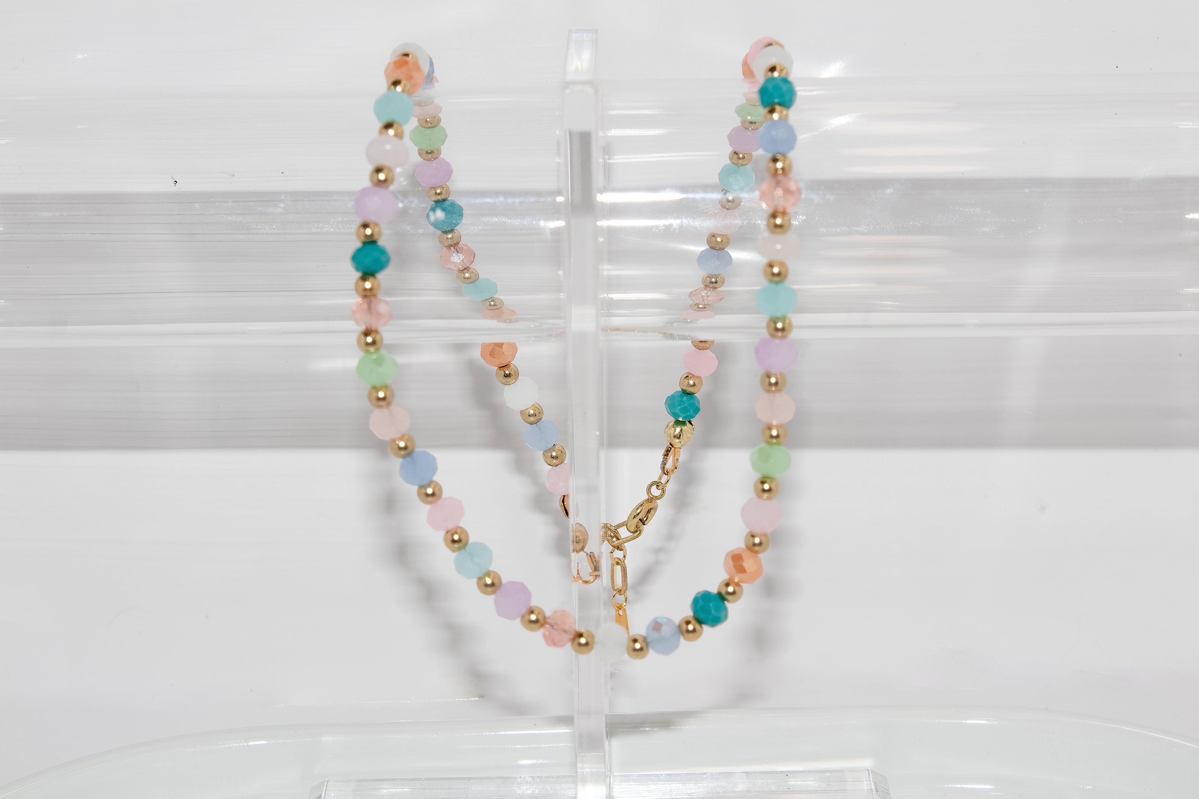 Handcrafted Pastel Rainbow Crystal Necklace
