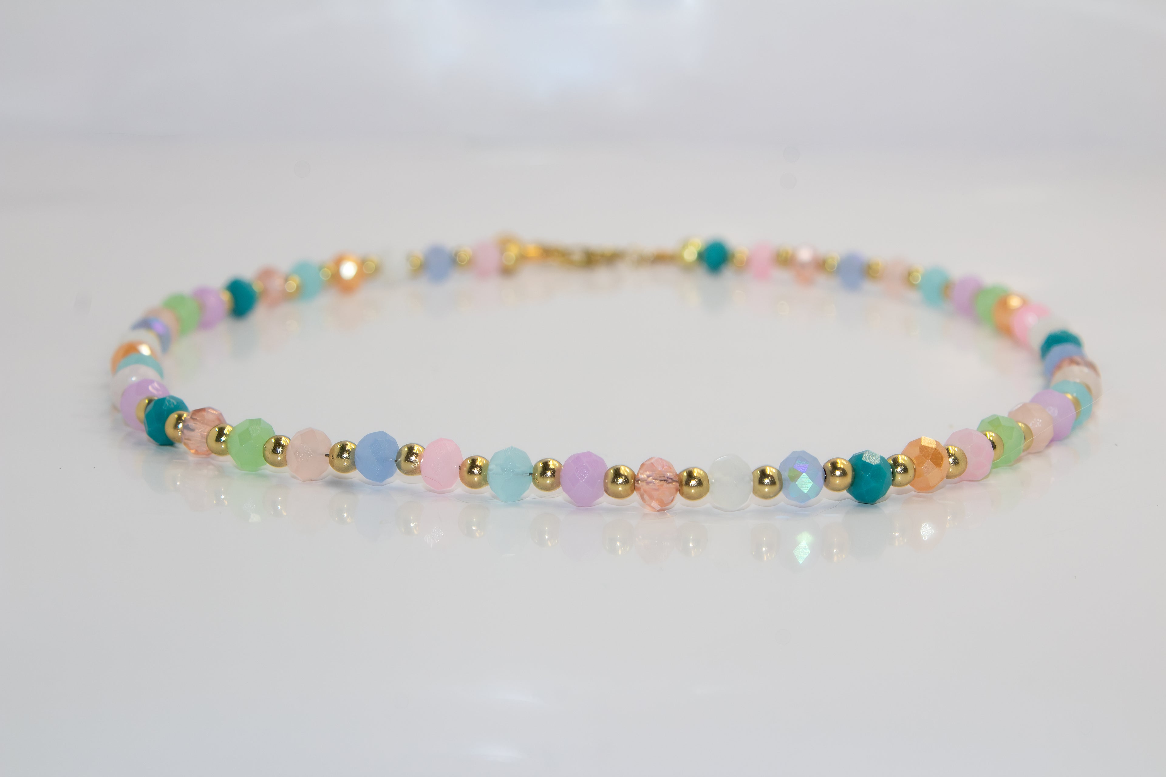 Handcrafted Pastel Rainbow Crystal Necklace
