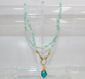 Handcrafted Aquamarine Gemstone Necklace with Sea Glass Pendant