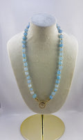Handcrafted Aquamarine Gemstone Necklace with Texturized Circle Clasp