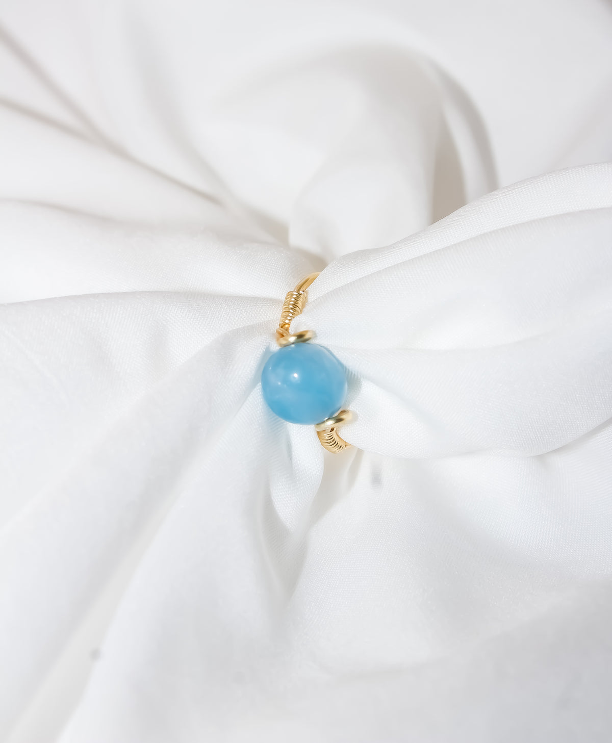 Handcrafted Aqua Blue Gemstone Wire-Wrapped Ring