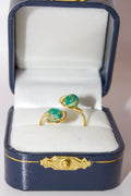 Handcrafted Dual-Stone Open Bypass Wire-Wrapped Ring