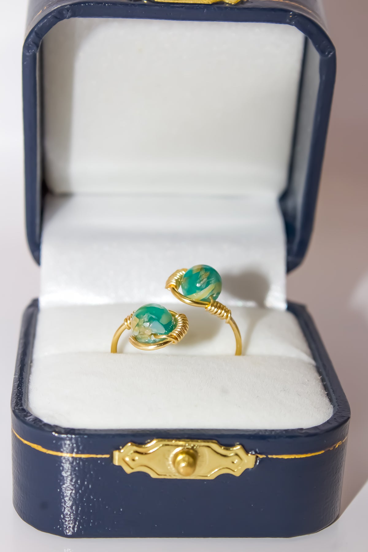 Handcrafted Dual-Stone Open Bypass Wire-Wrapped Ring