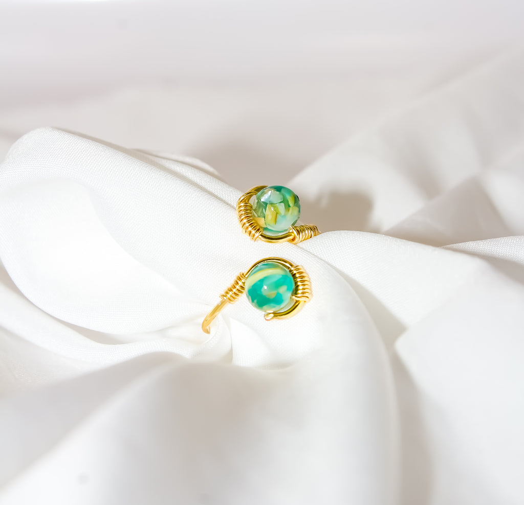 Handcrafted Dual-Stone Open Bypass Wire-Wrapped Ring