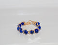 Gold Braided Dark Blue Beaded Ring