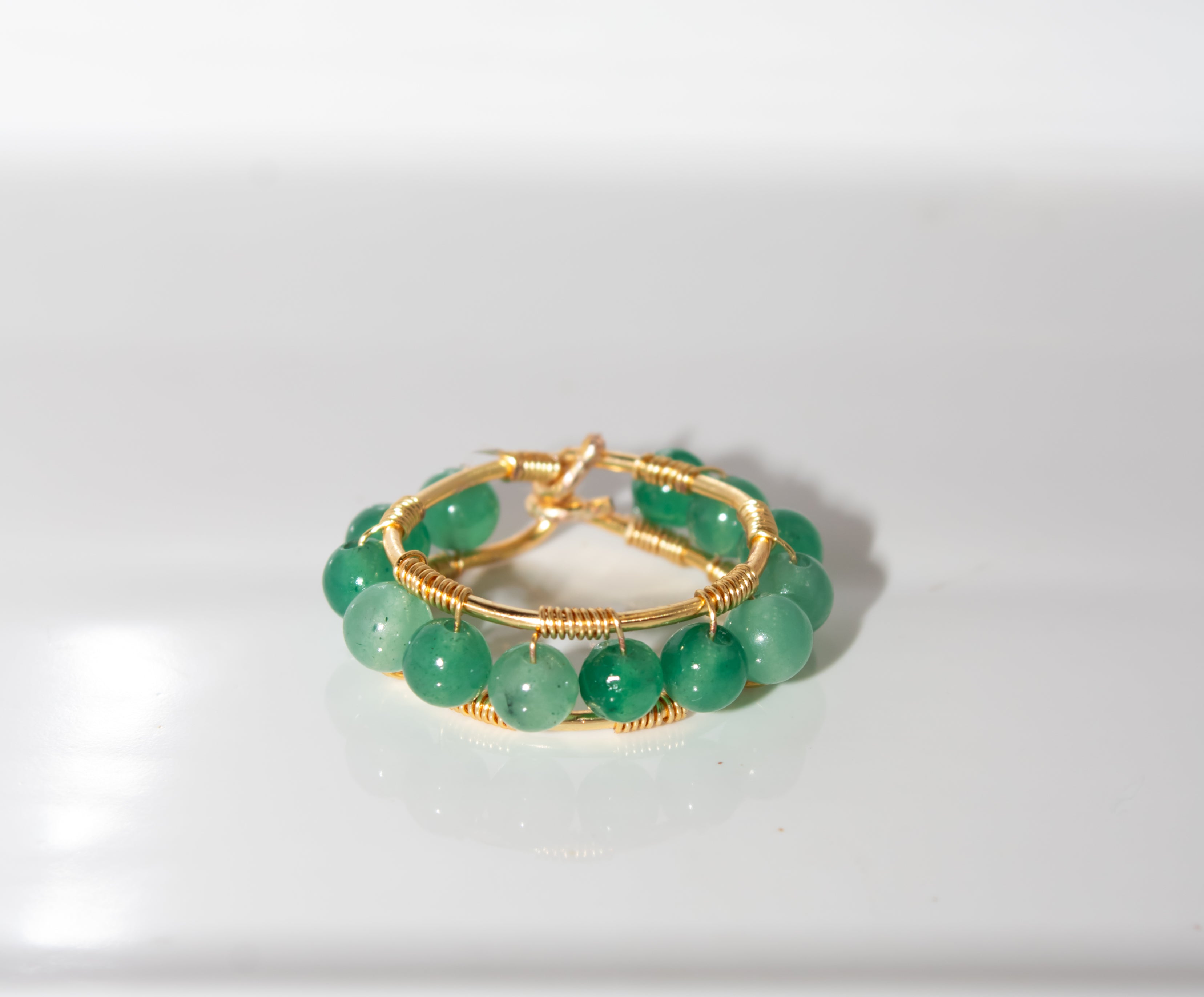 Gold Green Gemstone Halo Ring