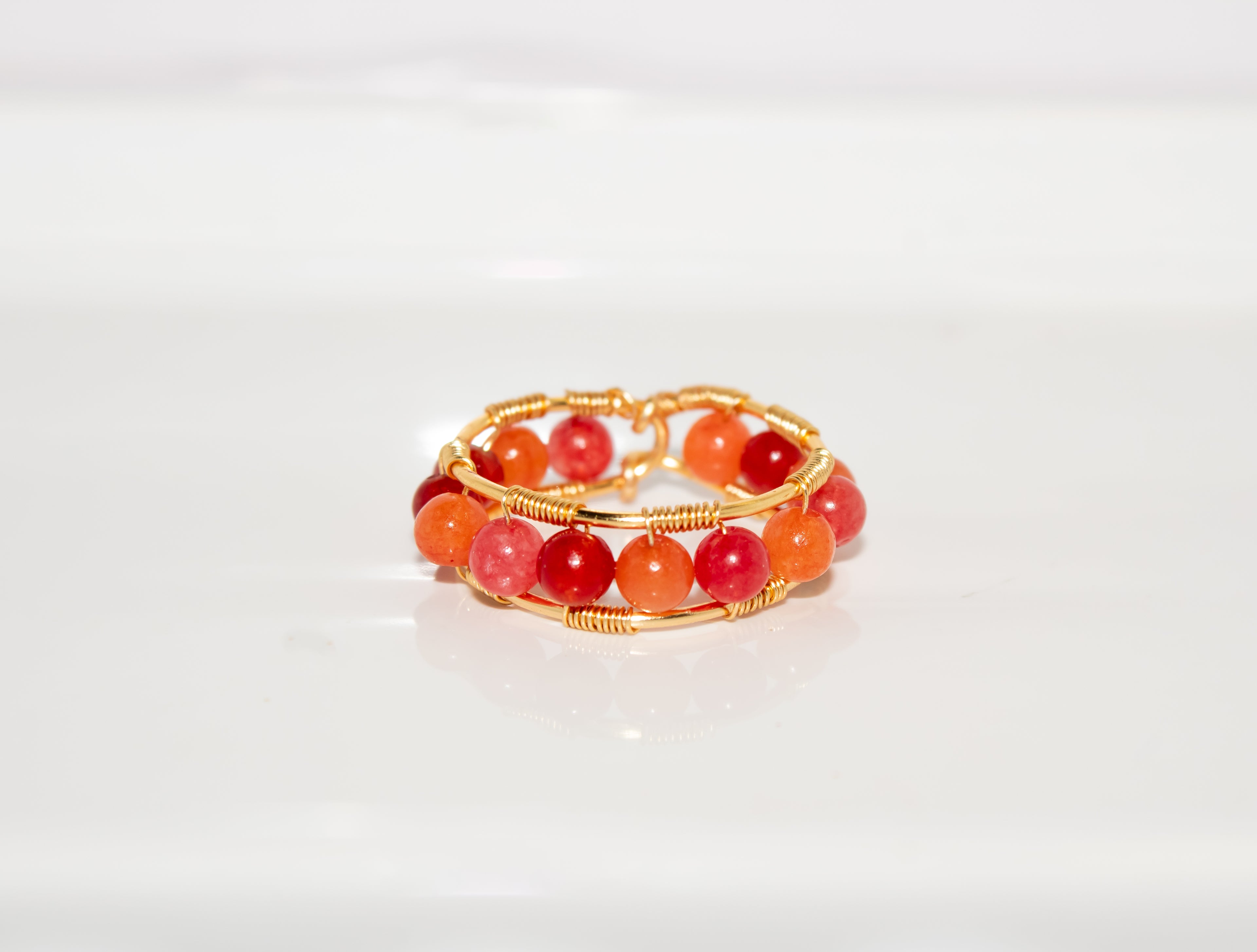 Gold Red Gemstone Halo Ring