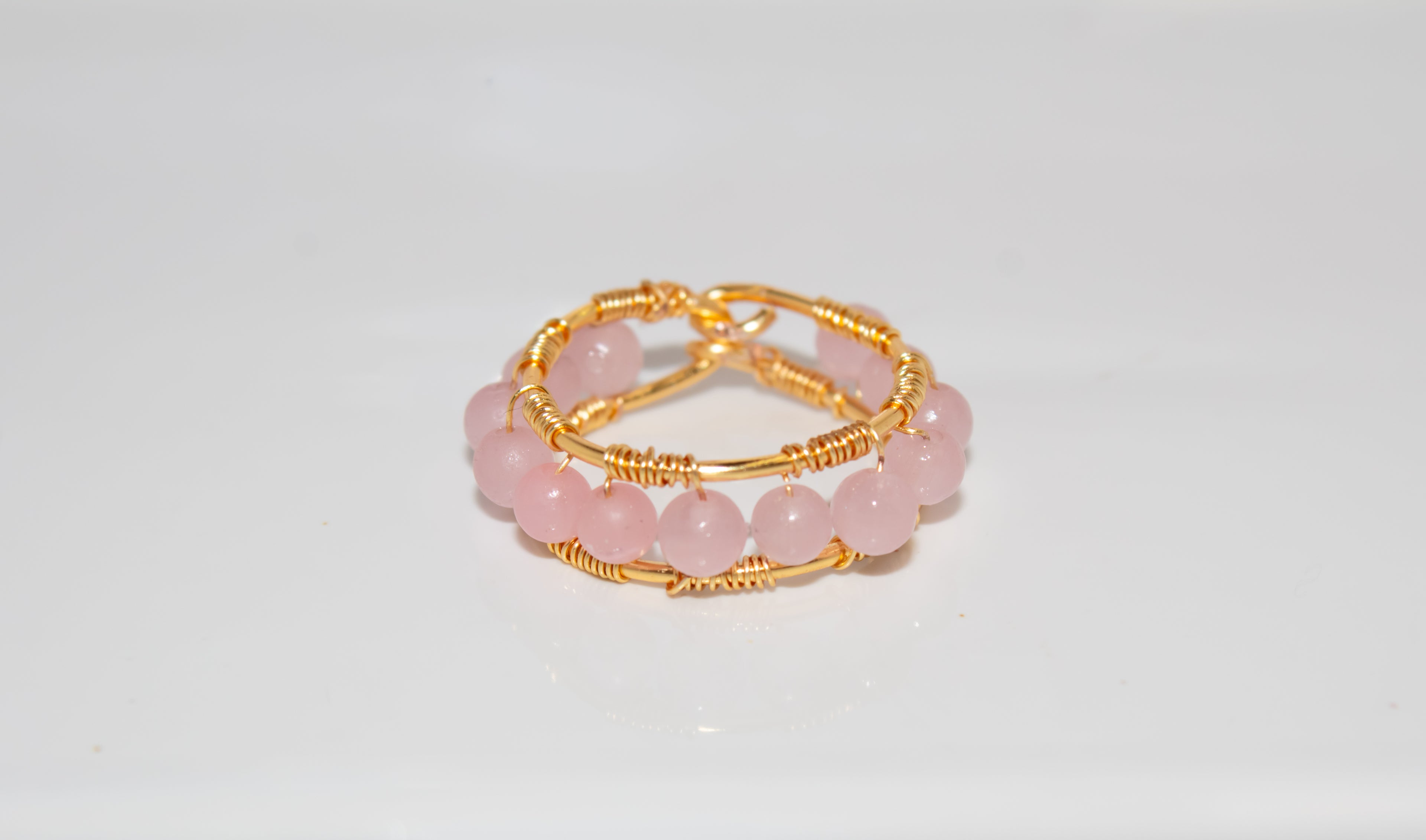 Gold Pink Gemstone Halo Ring